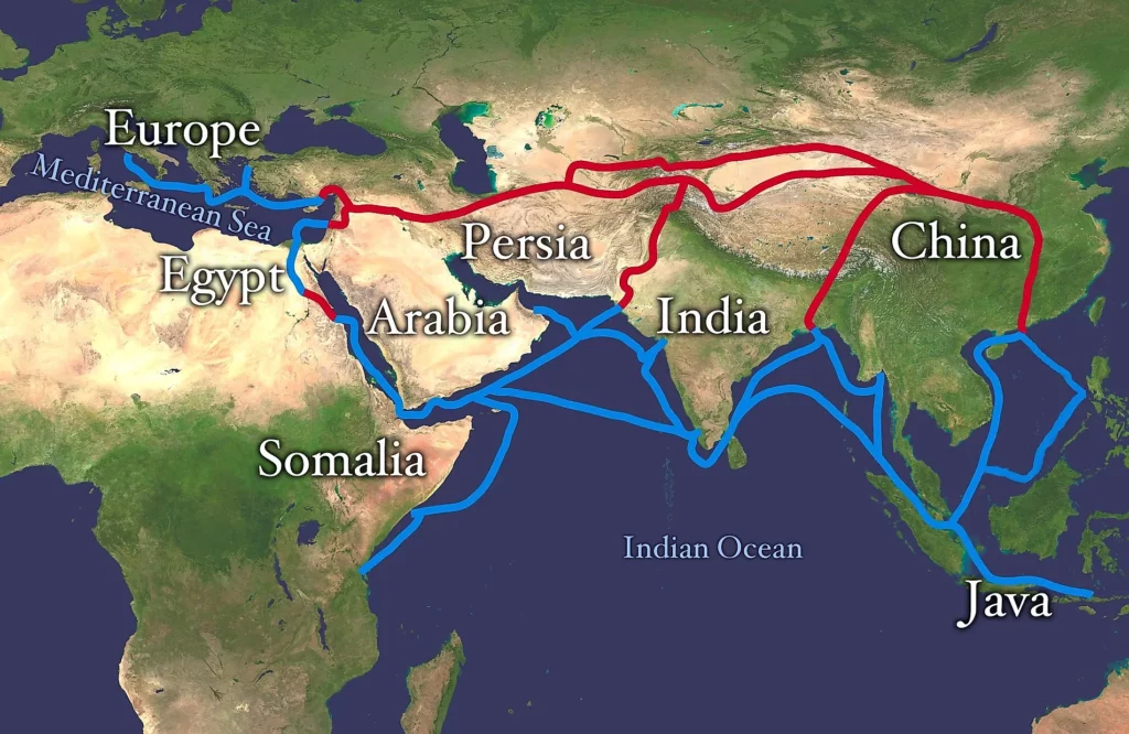map of silk road routes